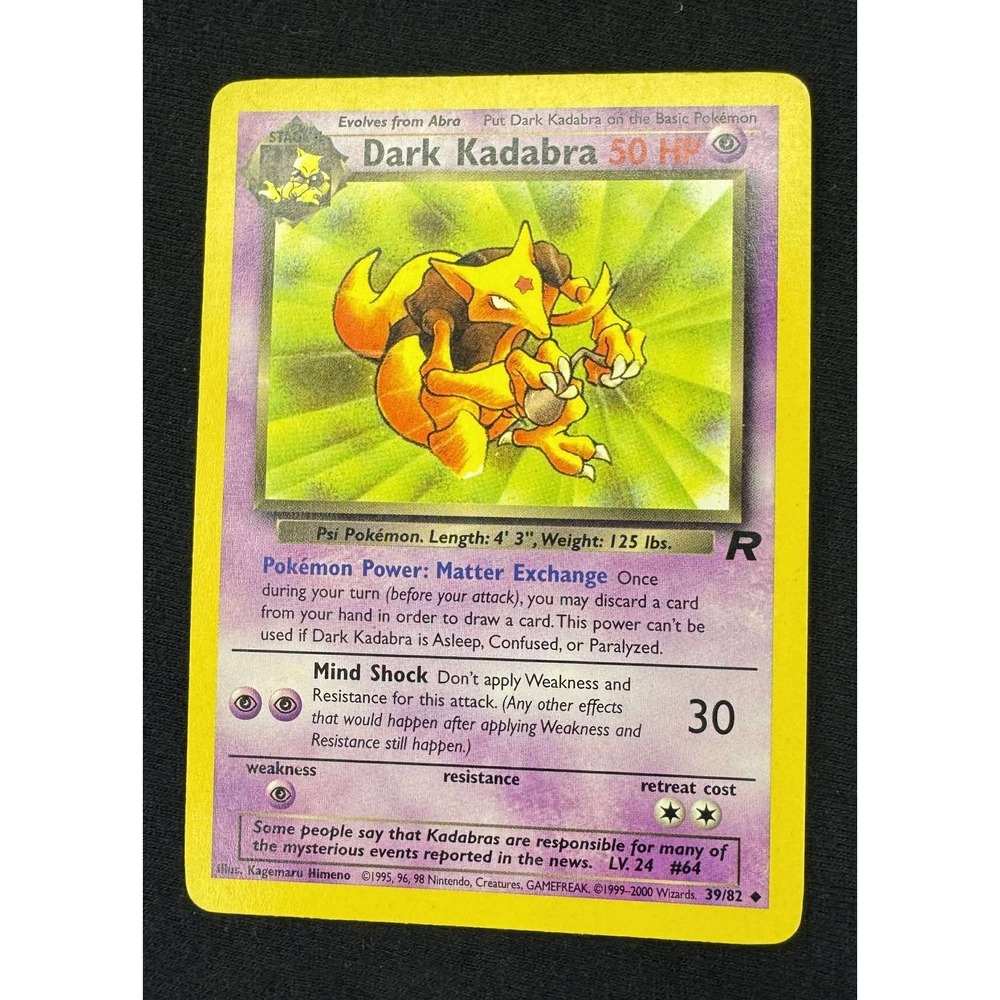Dark‎ Kadabra team rocket 50 HP #64 Pokemon Card Base Set 2 R Rare
